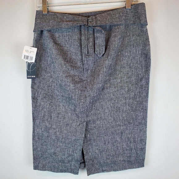 Womens Chime LINEN Business Casual Gray Pencil Skirt Size 7 Buckle adjust 🔥 NWT - Picture 2 of 5